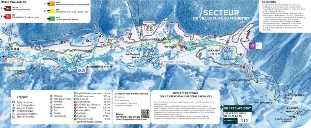 plan des piste ski de fond serre chevalier
